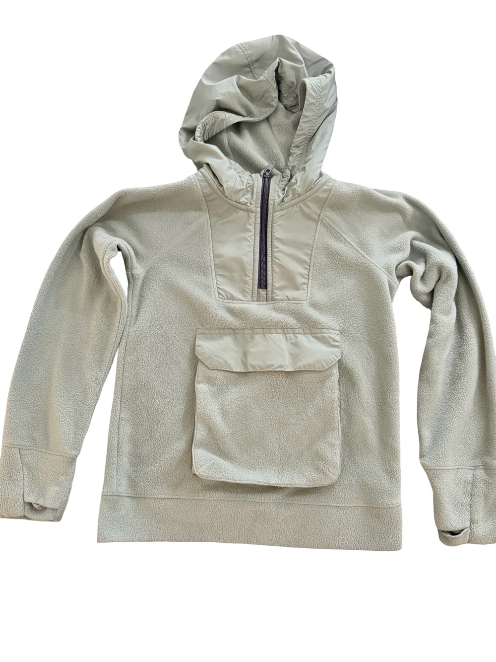 All in motion kids sage green hooded fleece puffer pullover - kid 6/7